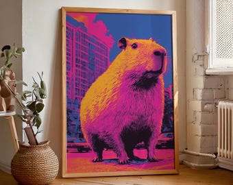 Wall Art Print - Capybara, Cute Animal Decor, Digital Poster, Nursery Room Print, Wildlife Art, Printable Download