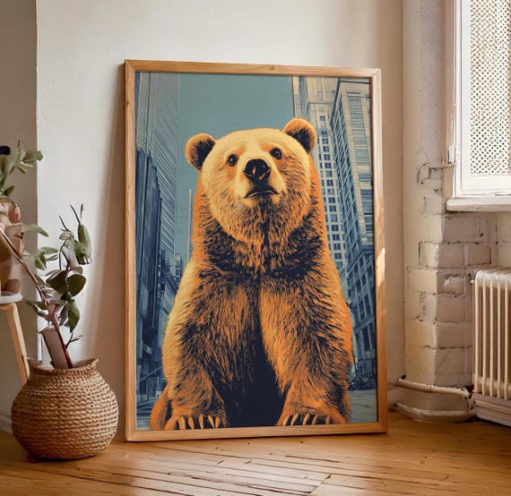 ヒップベアの都市景観アートプリント：都会的な男性的な装飾（デジタル