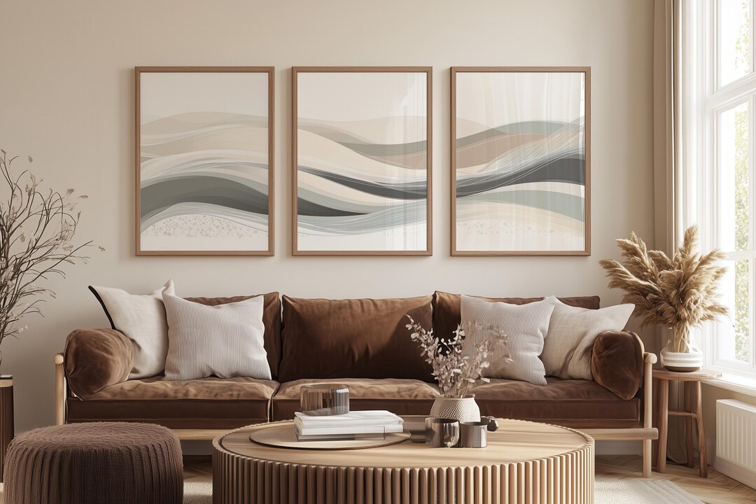 Abstract Neutral Three Piece Set of Wall Art | | 3 Piece Set | Light ...