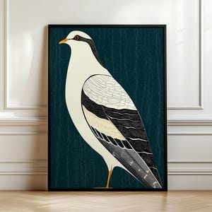 White Pigeon Print, Modern Minimalist Realism, Art Deco Contemporary Nature Art, Printable Wall Hanging, Pigeon Lover Decor, Digital Print