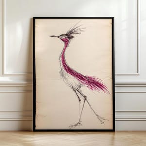 Boceto de Correcaminos, Impresión abstracta retro vintage, Póster de pájaro, Decoración MCM, Arte mural moderno de mediados de siglo, Décadas de 1970, 1960 y 1950, DESCARGA DIGITAL