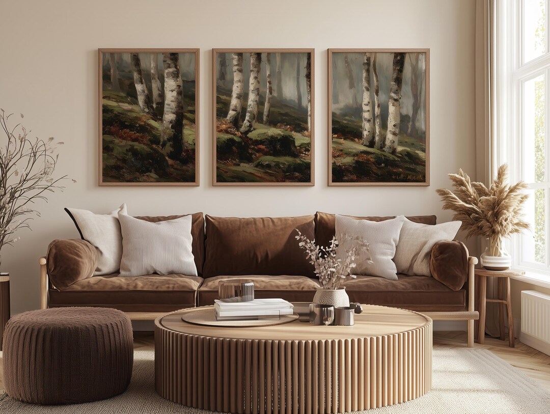 Birch Tree Forest Print, Three Piece Set of Wall Art, Set of 3 ...