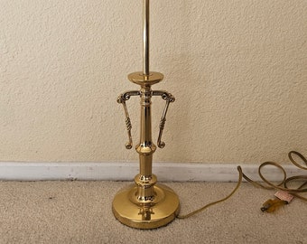 Vintage Solid Brass Table Lamp, Polished Brass Candlestick Lamp