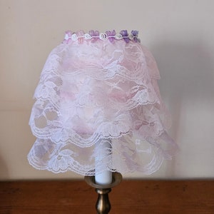 Pink mini lace lampshade, mini clip on shade, pink lace clip on lampshade, handmade lampshade, fancy shade, victorian lampshade, home decor