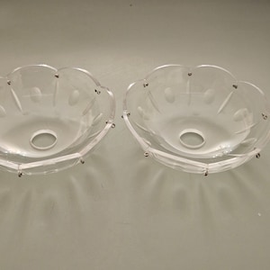 Pair of 5&quot; hand cut crystal bobeches with 8 pins, vintage lamp parts, replacement crystal lamp parts, lamp repair, home decor