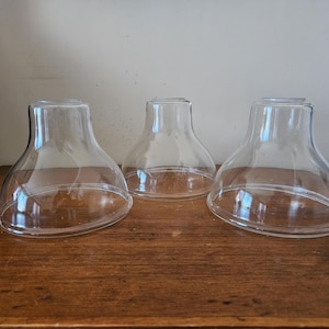 3 vintage clear glass shades, neckless replacement glass shades, glass for chandelier, sconce or bath light, home decor,