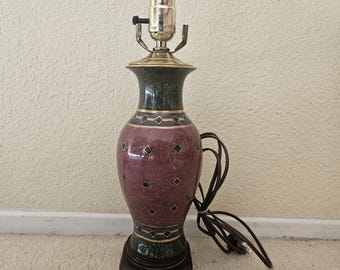 Vintage Mauve Ceramic Table Lamp, 80s Accent Decor