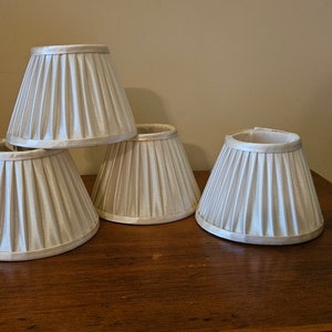4 vintage shades, clip on mini shades, pleated chandelier shades, home decor, silk lampshade, lampshades, small lampshades