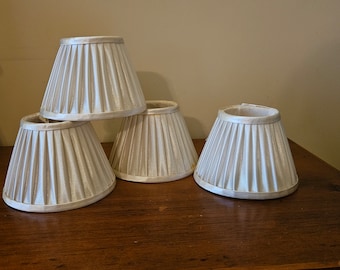 Vintage Silk Pleated Mini Clip On Lampshades, Set of 4