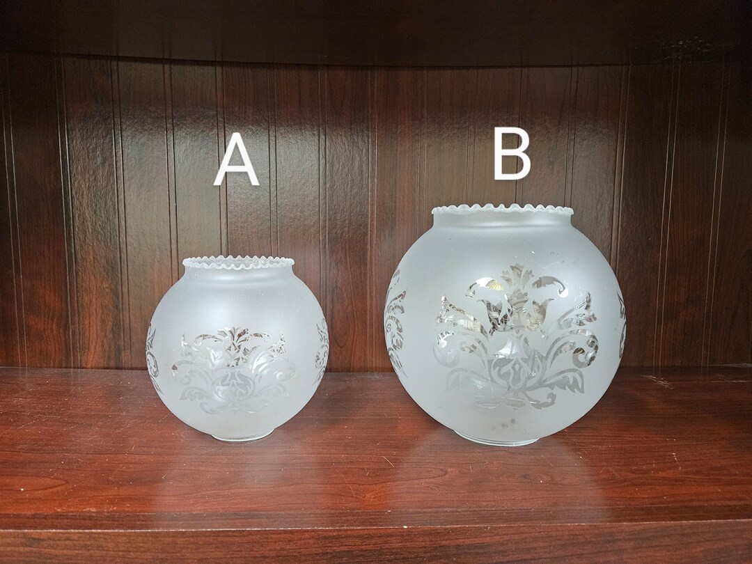 Vintage Frosted Etched Globe, Vintage Glass Shade, Vintage Lamp Supply