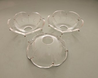 Set of 3 Vintage Hand Cut Crystal Bobeche Lamp Parts (4 inch)