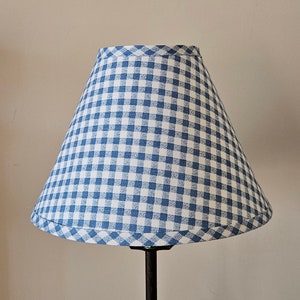 Blue and white checkered clip on lampshade, home decor, small lampshade, blue lampshade, country lampshade, country style, gift for her