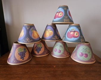 Vintage Fruit Design Clip-On Lampshades, Set of 8