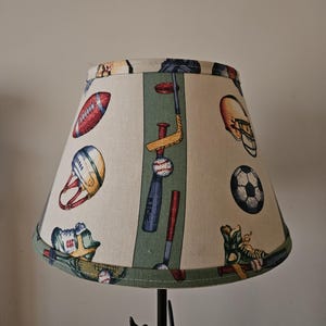 Vintage clip on shade, vintage lampshade, sport lampshade, old fashioned lampshade, home decor, sport decorations
