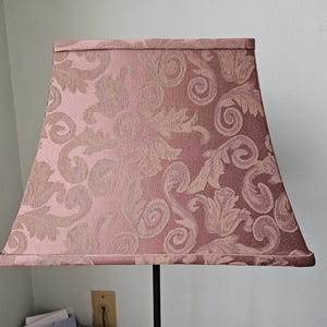 Vintage rectangular lampshade in brown brocade fabric. fancy silk shade, replacement lampshade, VTG silk shade, brown lampshade