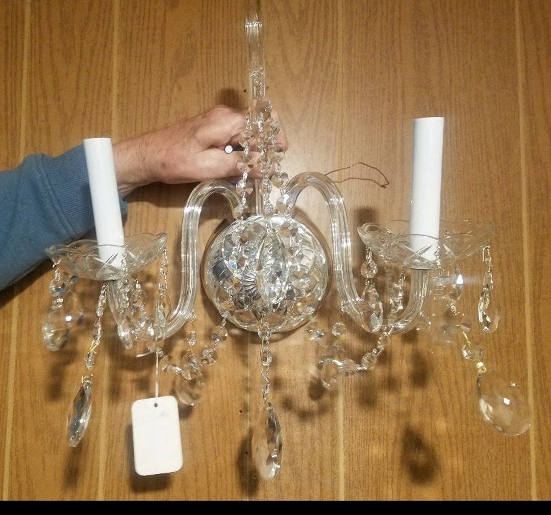 2 Vintage Crystal Sconces, Wall Sconce, Crystal Decor, Home Decor