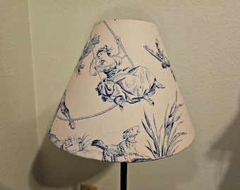 Blue Toile Clip On Lampshade: French Country Decor