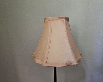 Small Vintage Beige Silk Lampshade, Clip On Shade