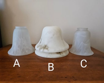 Vintage Marbleized Glass Shade, Faux Alabaster, Replacement Glass for Light Fixtures and Fans