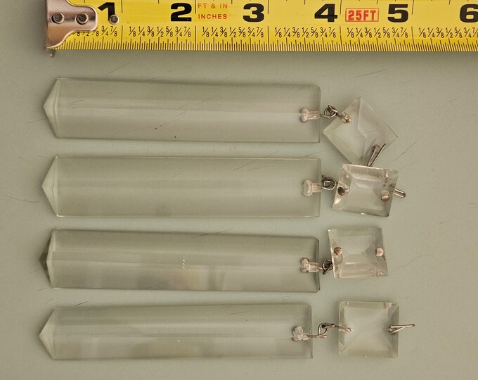 4 Vintage Crystals Long Crystal Prisms Replacement Crystal Etsy