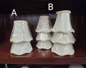 Vintage mini lampshades,vintage clip on lampshade,chandelier shades, replacement clip on shades, silk shades, home decor,clip on silk shades