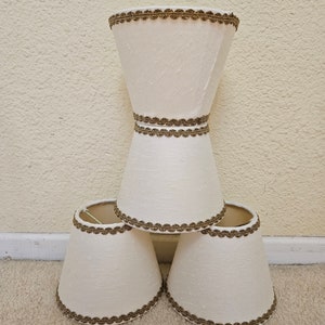 4 clip on lampshades, chandelier shades, handmade lampshades, clip on shades with gold trim, home decor,
