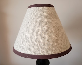 Handmade Burlap Clip On Lampshade with Brown Trim