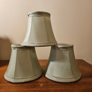 Green Silk Mini Chandelier Shades: Set of 2 Clip-On Lampshades