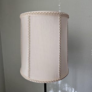 Vintage drum shade with fancy trimming, replacement lampshade, home decor, silk drum shade, MCM lampshade