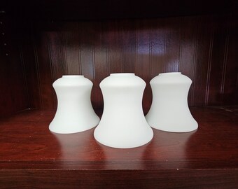 Vintage Matte White Glass Lamp Shades: Neckless Fitter Set (2)
