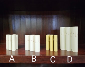 Vintage style candle covers,antique style paper candle covers,ivory & yellow candle covers,vintage lamp supply,vintage lamp parts,DIY lamps