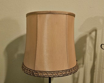 Vintage silk drum shade, fancy drum shade, silk lined vintage shade, MCM lampshade, home decor