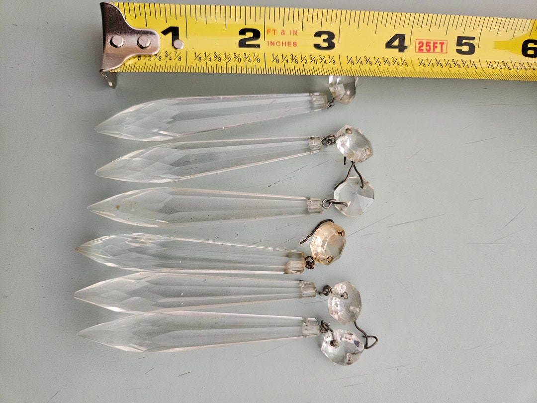 Set of 6 Vintage 3 U Drop Crystal Prisms Replacement Etsy
