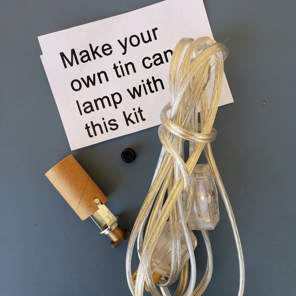 Make your own tin can lamp kit, lamp making kit, lamp parts, replacement lamp parts