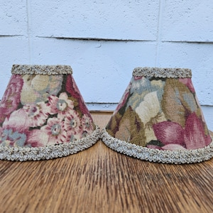 2 clip on cone shades, mini lampshades, replacement clip on shades, tapestry lampshade, custom lampshade, home decor