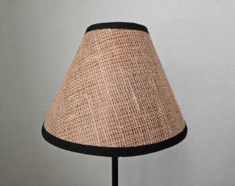Brown Burlap Clip On Lampshade, Rustic Home Decor (4x10x7)