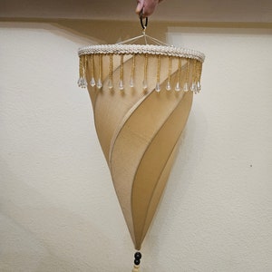 Funnel lampshade with beads, vintage lampshade  for floor lamp, home decor, fancy lampshade,
