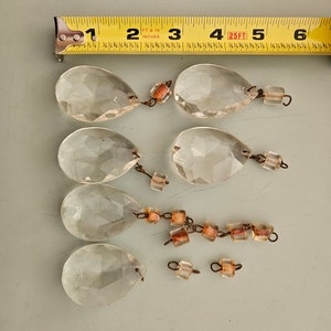5 vintage crystal prisms, replacement crystal lamp parts, home decor, vintage lamp parts