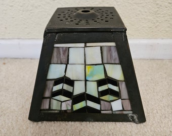 Vintage Mission Style Stained Glass Lamp Shade, 3x5.5x4.5