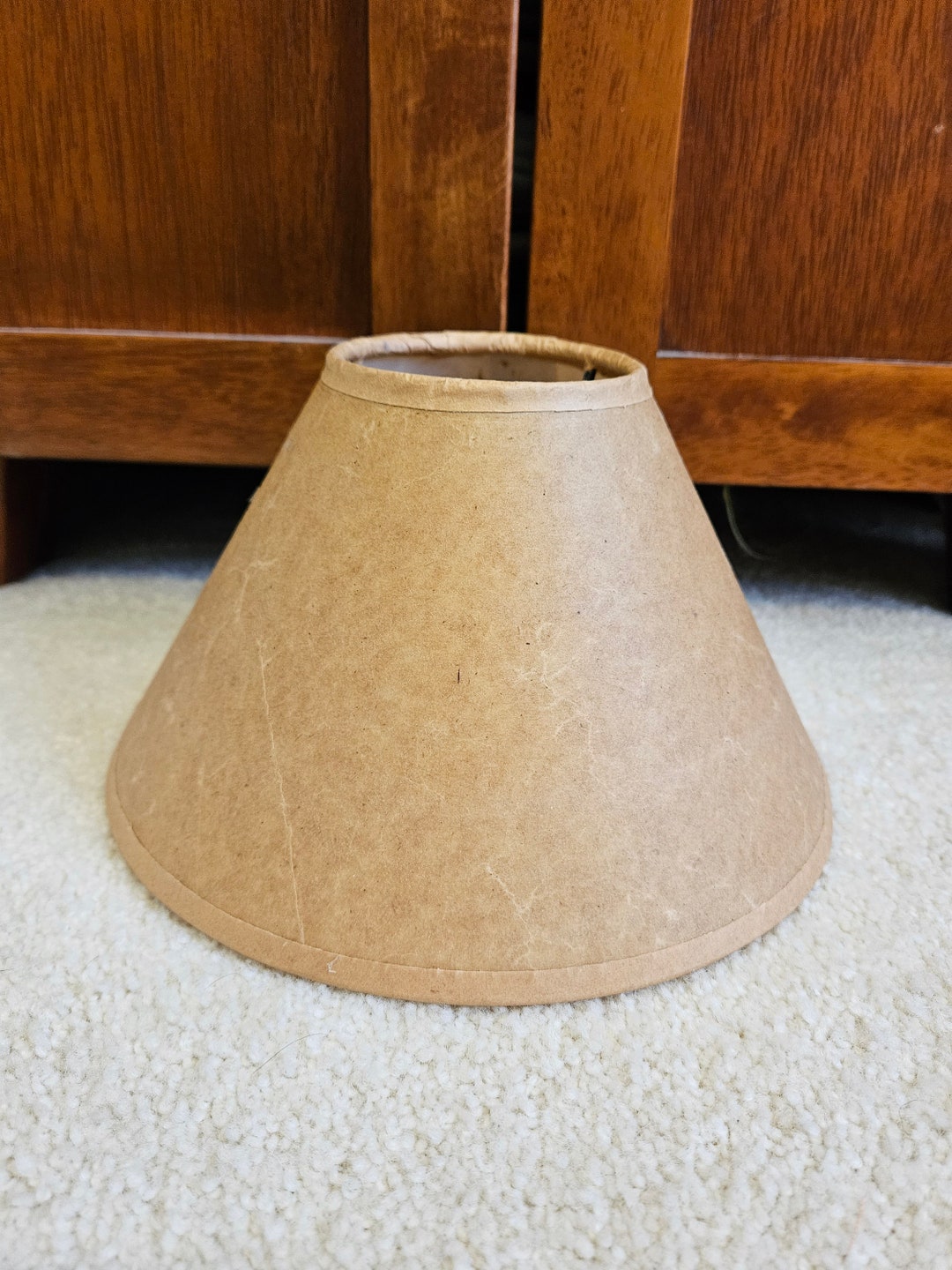 Small Chimney Lampshade in Light Brown Parchment, Hurrican Chimney