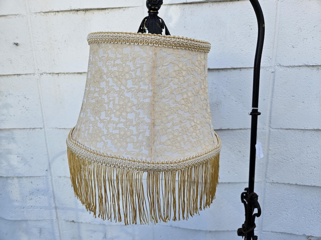 UNO Silk Lampshade for Bridge Lamp, Victorian Style UNO Shade in Gold ...