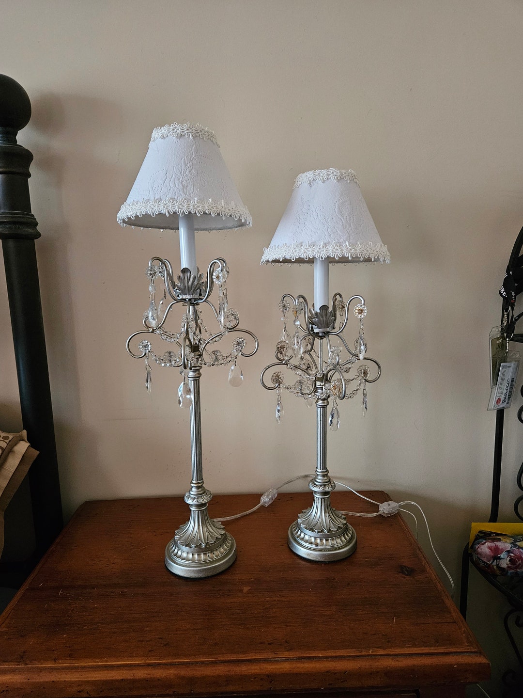 2 Crystal Candlestick Lamps, Vintage Candelabra Lamps, Home Decor, Crystal Lamps, Crystal