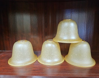 Vintage Neckless Golden Glass Shade, White Speckles, Sconce Replacement shade (Set of 4)