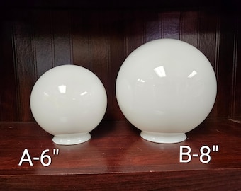 Glass globes, 6" and 8" glass globes for light fixtures and fans, home decor, Vintage glass globes, vintage lamp supply