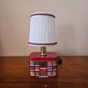 Mini Christmas lamp, Upcycled tin can lamp, mini lamps, small Xmas accent lamp, tin can mini lamp, home decor, holiday decor, Xmas decor