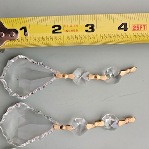 5 brilliant cut fancy drops, with 2 jewels, vintage crystal parts, replacement lamp parts, home decor,