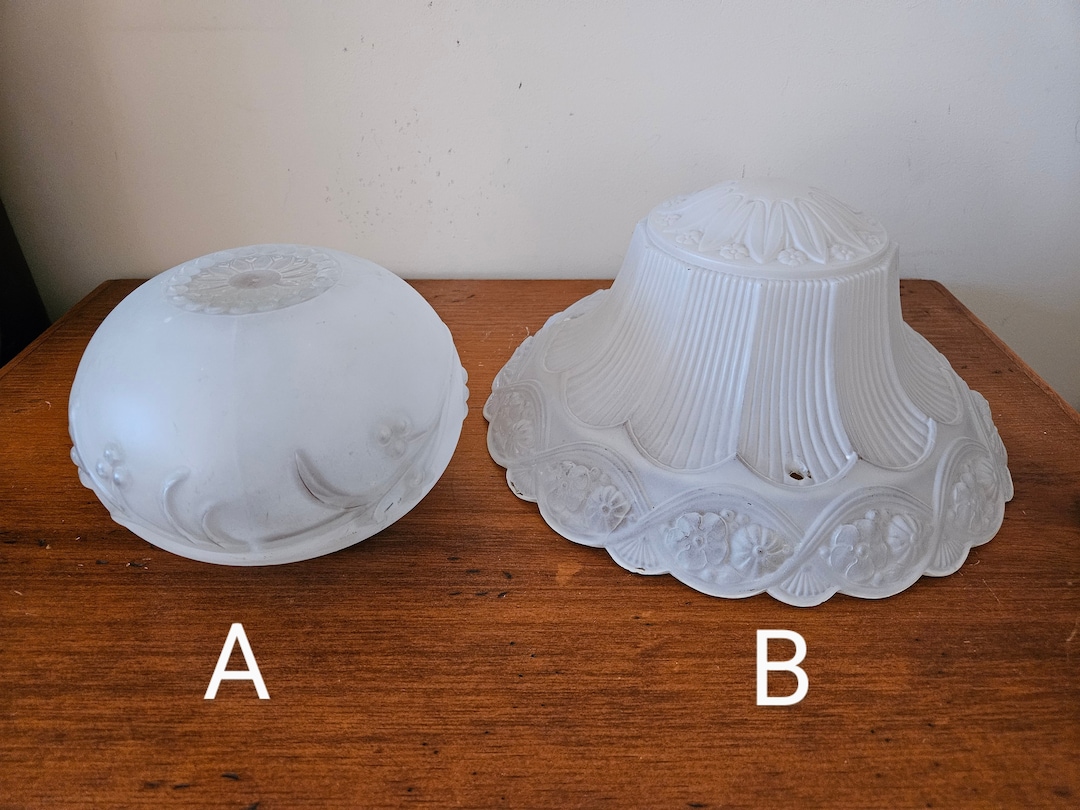 Vintage Glass Shade, Replacement Vintage Glass, Art Deco Glass Dome ...