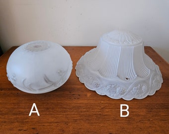 Vintage Art Deco Frosted Glass Shade, Ceiling Lamp Replacement Glass