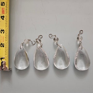 4 vintage crystal drops, half pear crystal drops, replacement crystal lamp parts, chandelier crystal, crystal prisms, home decor, crafts