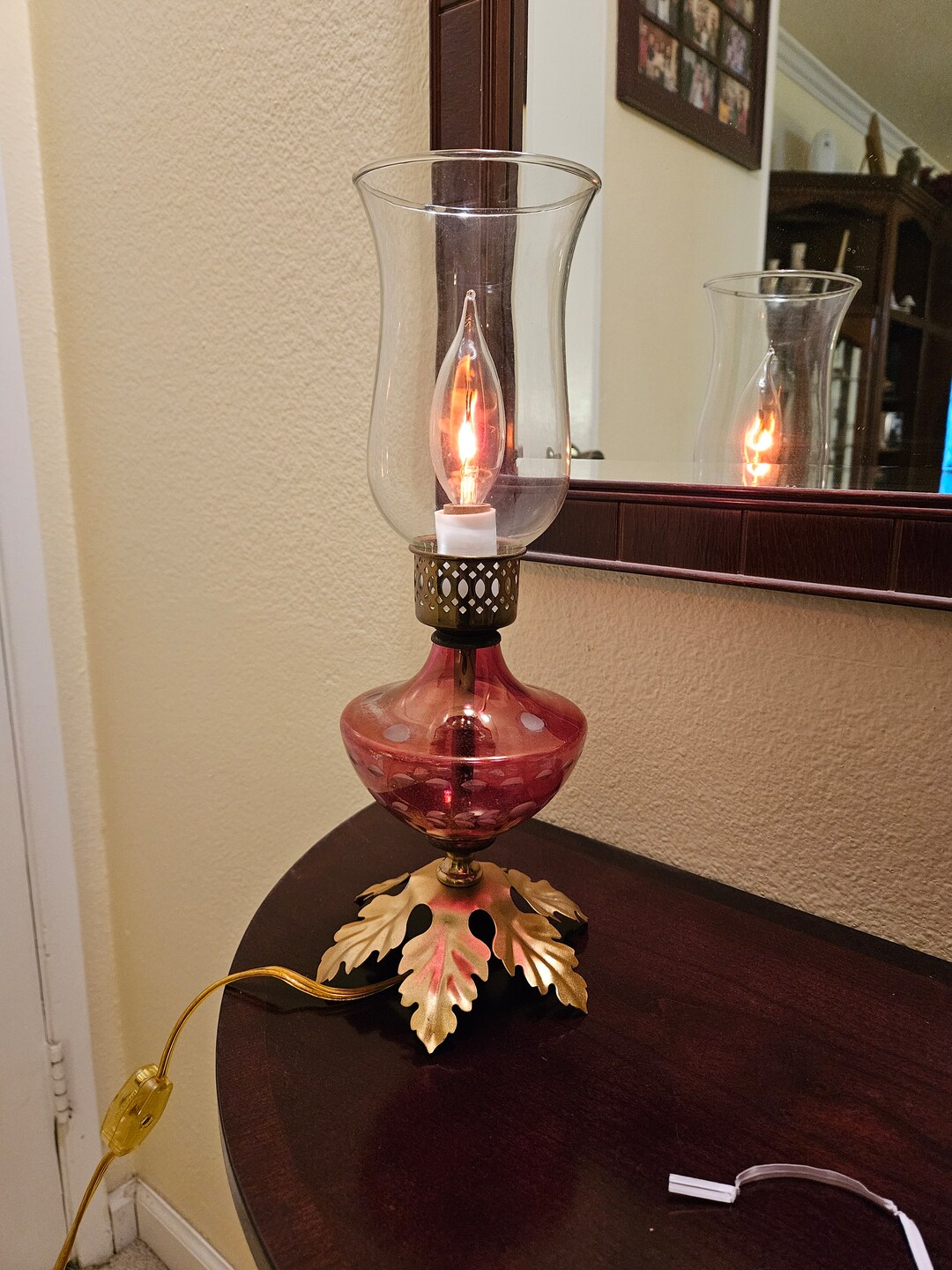 Vintage Ruby Accent Lamp Small Vintage Lamp Ruby Glass Lamp Etsy